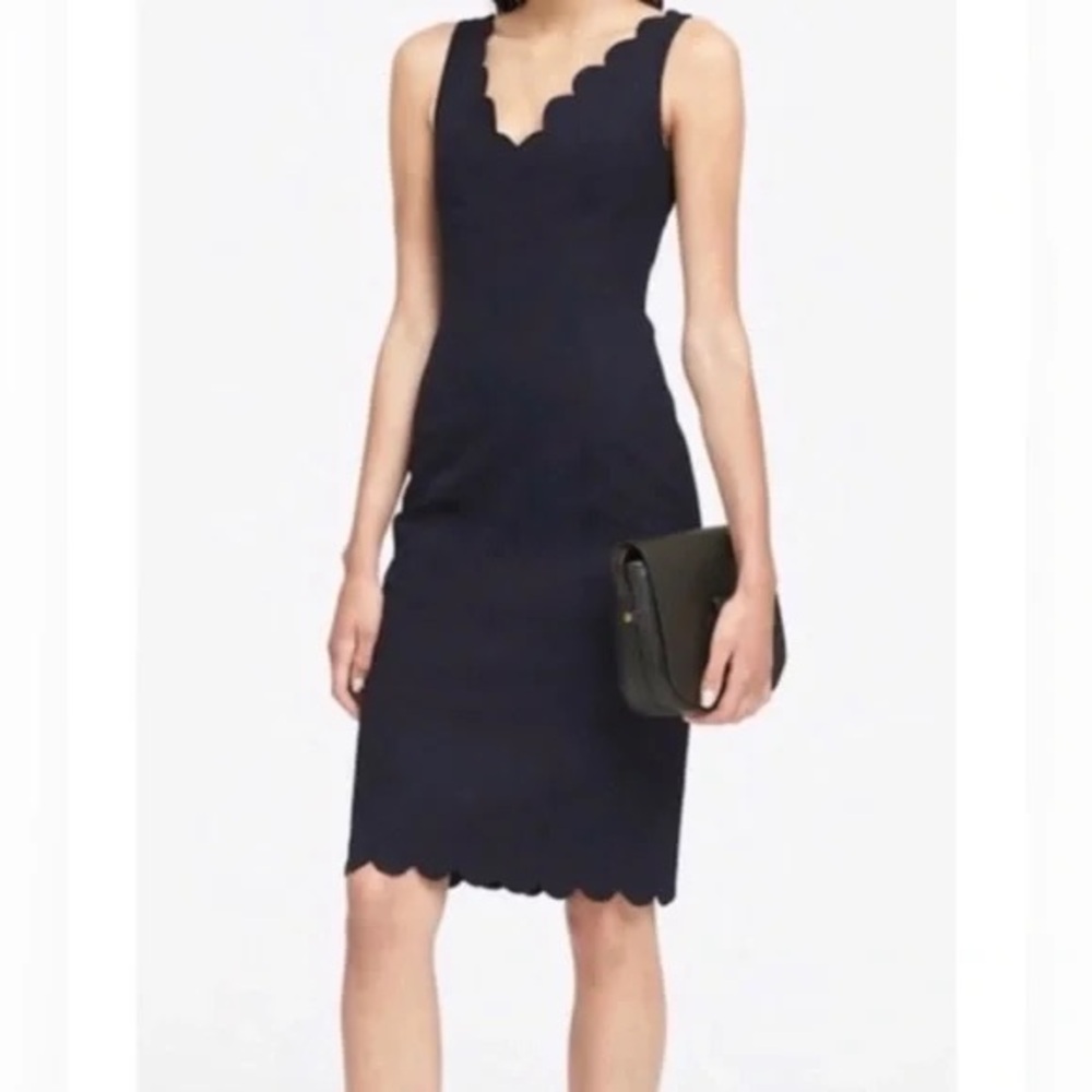 Banana Republic Navy Scalloped Midi Dress